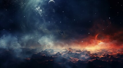 Wall Mural - Space background with realistic nebula and shining stars. Neural network AI generated art