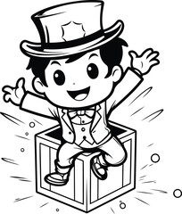 Poster - Illustration of a Kid Boy Wearing a Leprechaun Costume Jumping Out of a Box