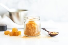 Brown Sugar In A Glass Jar For Homemade Scrub