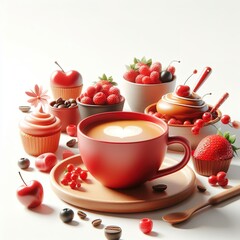 Wall Mural - red coffee cup on the white background