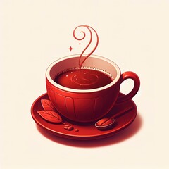 Wall Mural - red coffee cup on the white background