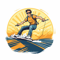 Sticker - Skateboarder riding on the road. extreme sport vector illustration