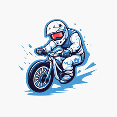 Sticker - Mountain biker. Vector illustration of a motocross rider on a motorcycle.