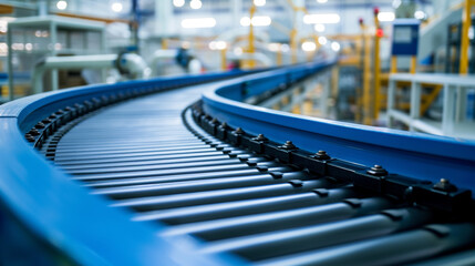 Conveyor belt in operation, showcasing the efficiency and streamline of the manufacturing process