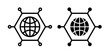 Internet Mesh Line Icon. Global Web Network Icon in Black and White Color.