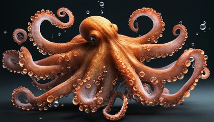 Wall Mural - Octopus. Large octopus with tentacles. AI generated