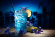 Cocktail Blue Lagoon, Foodfotografie, erstellt mit generativer KI