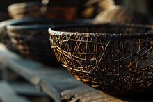 African Craftsmen Create Abstract Wire Basket Designs.