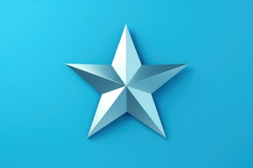 Wall Mural - silver star 3d model isolated on blue background. Veteran day in United States of America.