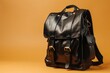 © darshika - Black leather backpack for business essentials.
