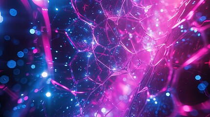 Wall Mural - abstract digital artwork resembling a neural network with interconnected nodes and pathways illumina