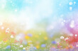 canvas print picture - Beautiful multicolored spring meadow background with wild flowers and bokeh lights