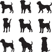 Border Terrier Dog Silhouettes