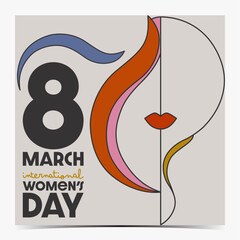 Wall Mural - International Women's Day, March 8 abstract cover, poster, greeting card, label, flyer, banner with woman silhouette