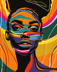 Wall Mural - colorful Abstract portraits of a beautiful African american woman. Black woman abstract art. Black History Month with copy space for text