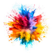 Colorful paint explosion in the air isolated on white background. Generative AI.