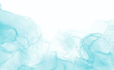 Wall Mural - Light blue watercolor acrylic marble backgound. Vector abstract alcohol liquid texture in pastel color