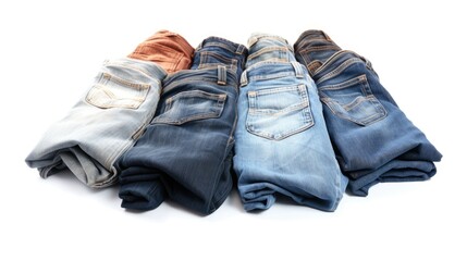Wall Mural - A group of jeans stacked on top of each other. Suitable for fashion-related projects and clothing stores