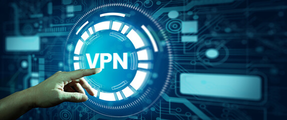 Wall Mural - business hand with vpn network security internet privacy encryption with technology abstract backgro