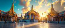 Grand Palace And Wat Phra Keaw At Sunset.