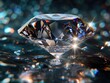 a brilliant diamond, highlighting its celestial hue and capturing light reflections that highlight its rarity 