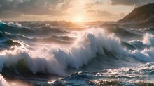 Step Into A Digital World Where Mive Tidal Waves Roll And Crash In Stunningly Accurate Simulations. Abstract Motion Background