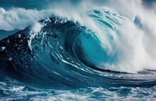 The Power Of The Ocean Waves, Riding The Blue Tide, A Majestic Sea Creature, Nature's Fury Unleashed.