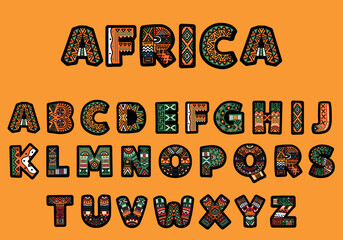 Wall Mural - African style color alphabet. vector illustration