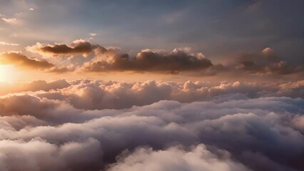 Wall Mural - at dusk the sky is painted with delicate and dreamy dappled clouds.
