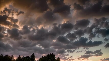 Wall Mural - amidst the fading light dappled clouds emerge in enchanting forms above.