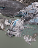 Fototapeta Morze - Zdjęcie dronowe lodowca Rodanu, Furka Pass Szwajcaria