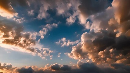 Wall Mural - The lower layers of the sky are filled with a beautiful mosaic of stratocumulus clouds at dusk.