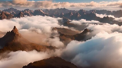 Wall Mural - a rare phenomenon a valley turned into a sea of clouds.