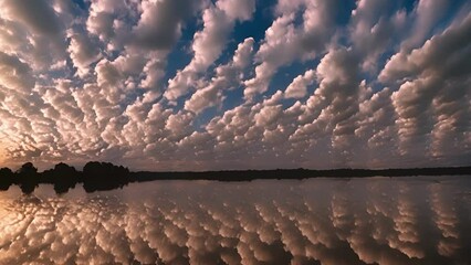 Wall Mural - a captivating sight of altocumulus castell clouds at dusk giving the sky a majestic and grandiose ap