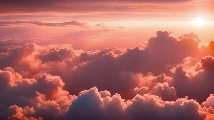 Wall Mural - The horizon is ablaze with vibrant color as the sun sets behind a mesmerizing display of radiating cirrus clouds.