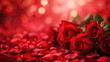 canvas print picture - Red roses background, Many red flowers on a blurred background.