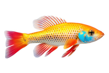 single fish, brightly colored, beautiful Amazing underwater creatures isolated on white transparent background.