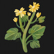 Yellow Wildflower on Black Background, Wildflower Painting, Vintage Style