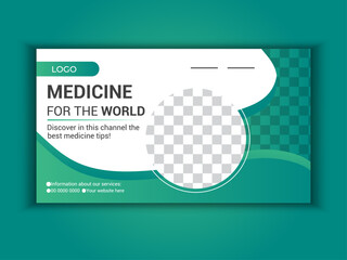 Modern Medical healthcare video thumbnail or web banner video thumbnail, Medical web banner template and video thumbnail design Layout. Video thumbnail template.