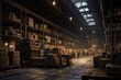 A vast and well-organized warehouse filled with countless boxes providing storage and facilitating efficient distribution, Warehouse, AI Generated