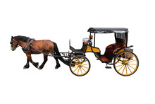Antique Wooden Horse-drawn Carriage Isolated Png