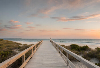  Serenity's Gateway: Path to a Beach with Beautiful Sunset – Embracing Tranquility Along the Shoreline