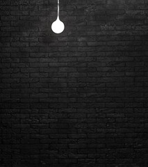 Poster - chandelier lamp in a black brick room