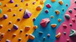 Indoor rock climbing wall with colorful holds for climbing enthusiasts and fitness training