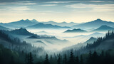 Fototapeta Niebo - Mountain peak illustration, mountain aerial photography PPT background illustration