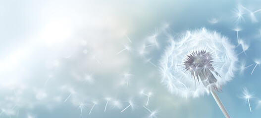 Dandelion  on a blur  background , dandelion Flight  , Feelings card , joy, condolence, grieving,  loss, support, funerals
