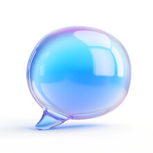 3D Rendering Of A Speech Bubble In A Striking Iridescent Blue, Giving The Impression Of A Glossy, Translucent Surface. The Bubble's Sheen Suggests A Reflective And Almost Glass-like Material