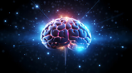 Creative human brain concept, creative light bulb background