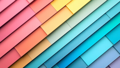 minimalist geometric paper layers in a diagonal arrangement with a gradient of pastel colors for modern background