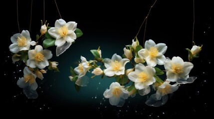 Delicate forsyia flowers in the night